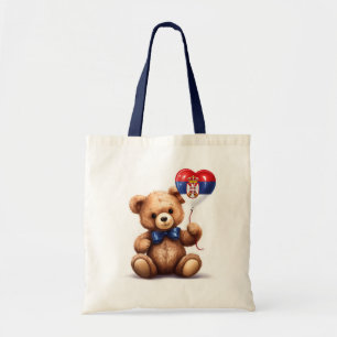 Teddy Bär & Ballon mit serbischer Flagge. Tragetasche