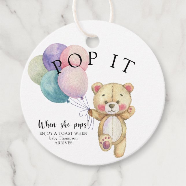 Teddy Bär Ballons - Pop! Geschenkanhänger (Vorderseite)