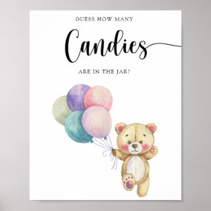 Teddy-Bär-Ballons - rate, wie viele Süßigkeiten Poster