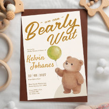 Teddy-Bär-Balloons-Baby-Einladung