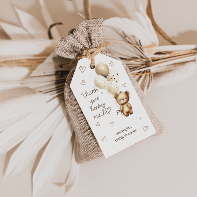 Teddy Bar Balloons Vielen Dank Beary Much Geschenkanhänger (Von Creator hochgeladen)