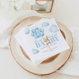 Teddy Bär blau können wir warten Baby Dusche Serviette