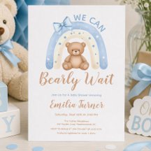Teddy Bär Blau Regenbogen Junge Baby Shower