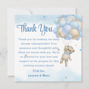Teddy-Bär- Blaue Ballons Dankeskarten Dankeskarte
