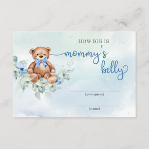 Teddy Bär blaue Blumen Wie groß ist Mama's Bauch Begleitkarte