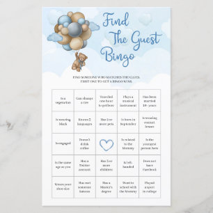 Teddy Bär blauer brauner Ballon Find The Guest Bin