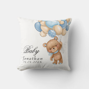 Teddy Bär Blaues Ballon Baby Shower Kissen