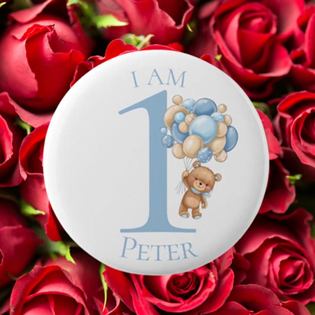 Teddy Bar Blue BIRTHDAY Button (Von Creator hochgeladen)