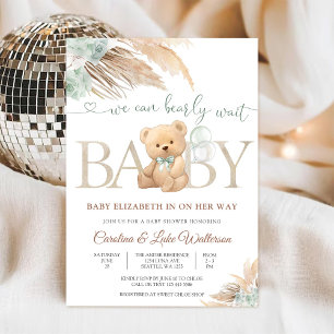 Teddy-Bär-Blumen-Baby-Shower-Einladung Einladung