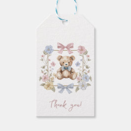 Teddy-Bär-Blumenkranz-Baby-Shower-Dankeschön Geschenkanhänger
