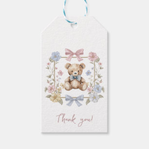 Teddy-Bär-Blumenkranz-Baby-Shower-Dankeschön Geschenkanhänger