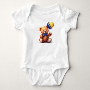 Teddy Bär & Bosnien und Herzegowina Fahne. Baby Strampler
