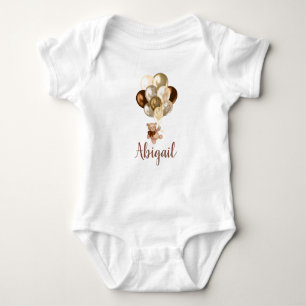 Teddy Bar Brown und Gold Balloons Baby Strampler