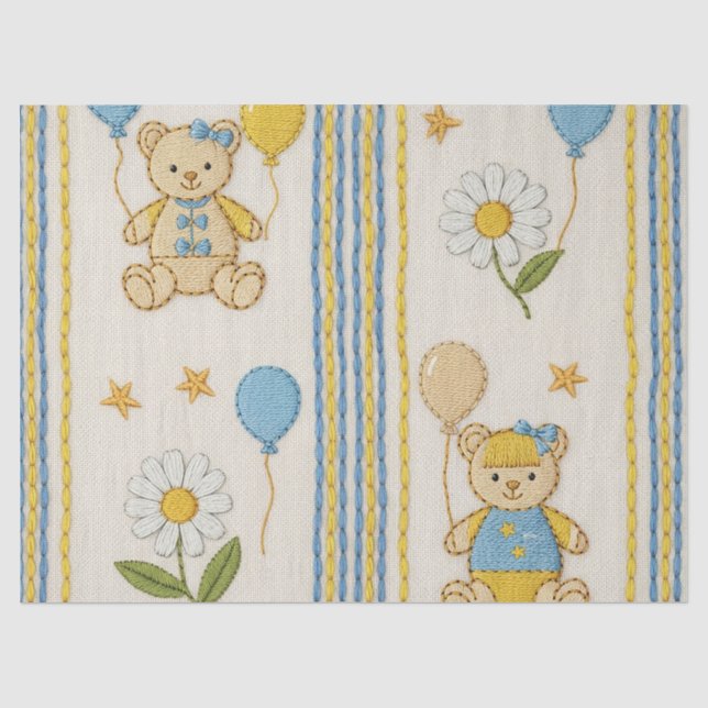 Teddy Bär Daisy Garten Muster (10) Seidenpapier (Vorderseite)