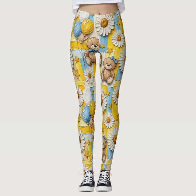 Teddy Bär Daisy Garten Muster (11) Leggings (Vorderseite)