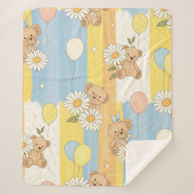Teddy Bär Daisy Garten Muster (13) Sherpadecke (Vorderseite)