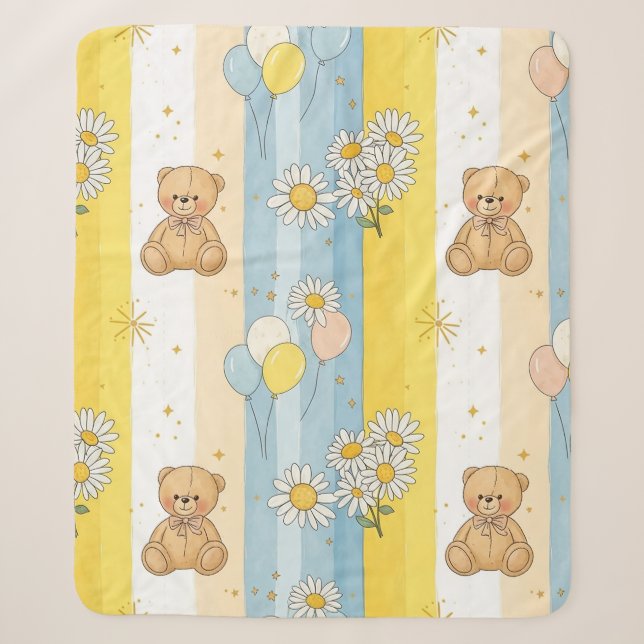 Teddy Bär Daisy Garten Muster (14) Sherpadecke (Vorderseite)