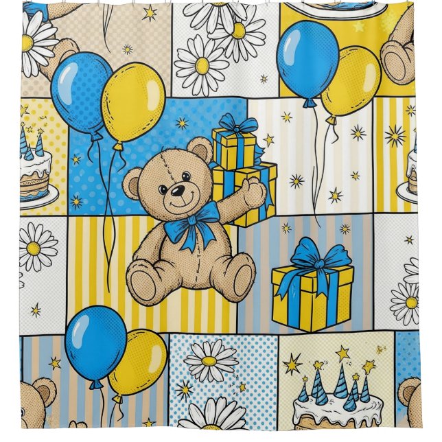 Teddy Bär Daisy Garten Muster (4) Duschvorhang (Vorderseite)