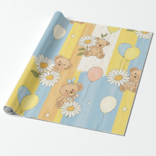Teddy Bär Daisy Gartenmuster (12) Geschenkpapier