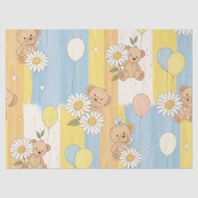 Teddy Bär Daisy Gartenmuster (12) Seidenpapier (Vorderseite)