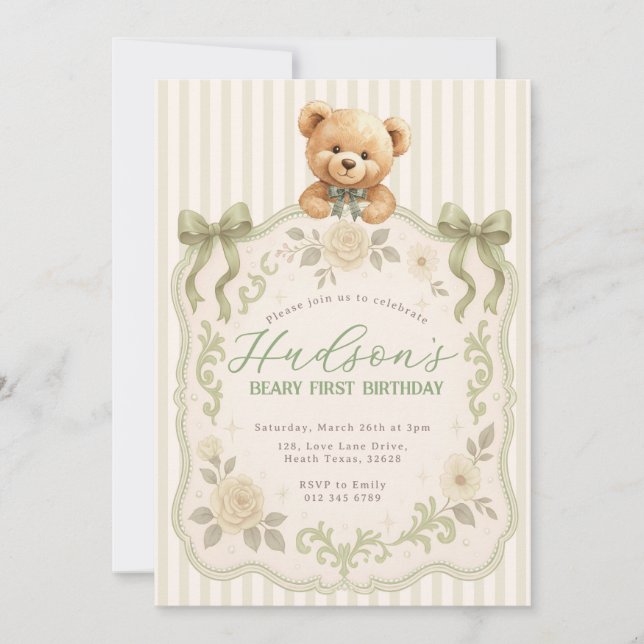 Teddy-Bär-Einladung zum Geburtstag Einladung (Vorderseite)