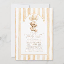 Teddy Bär Elegant Hellbraun Gestreifte Babyparty