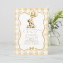 Teddy Bär Elegant Hellbraun Gingham Baby Shower