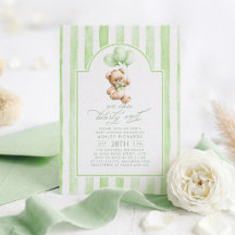 Teddy Bär Elegant Hellgrün Streifen Baby Shower