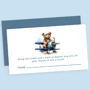 Teddy-Bär-Flugzeug-Baby-Shower-Windel-Raffle Begleitkarte