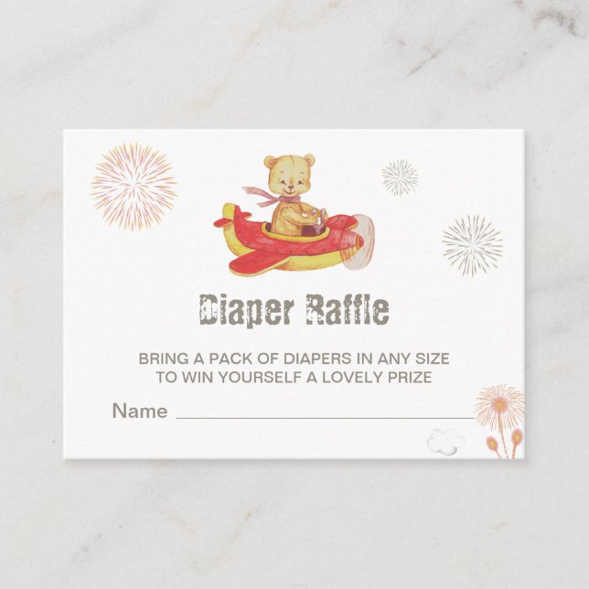 *~* Teddy Bär Flugzeug Feuerwerk Windelwanne Begleitkarte (Vorderseite)