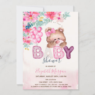 Teddy-Bär-Frühlingsblumen-Baby-Party Einladung