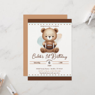Teddy Bär Fußball Aquarell 1. Geburtstagsfeier Einladung