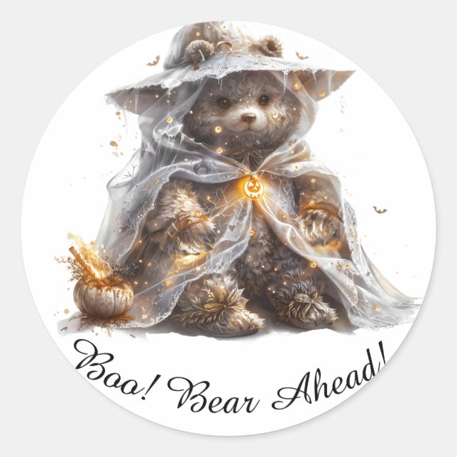 Teddy-Bär. Geist. Klassische Runde Aufkleber (Vorderseite)