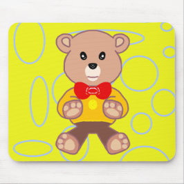 Teddy Bär Gelbe geometrische Kreise Schleifen Mous Mousepad
