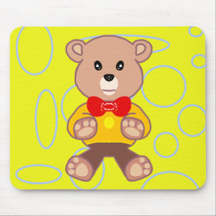 Teddy Bär Gelbe geometrische Kreise Schleifen Mous Mousepad