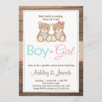Teddy Bär Gender enthüllt Einladung Junge oder Mäd