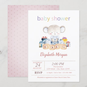 Teddy-Bär Geschenke Dots Baby Shower Einladung
