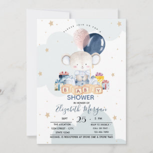 Teddy-Bär Geschenke Wolken Babyparty Einladung