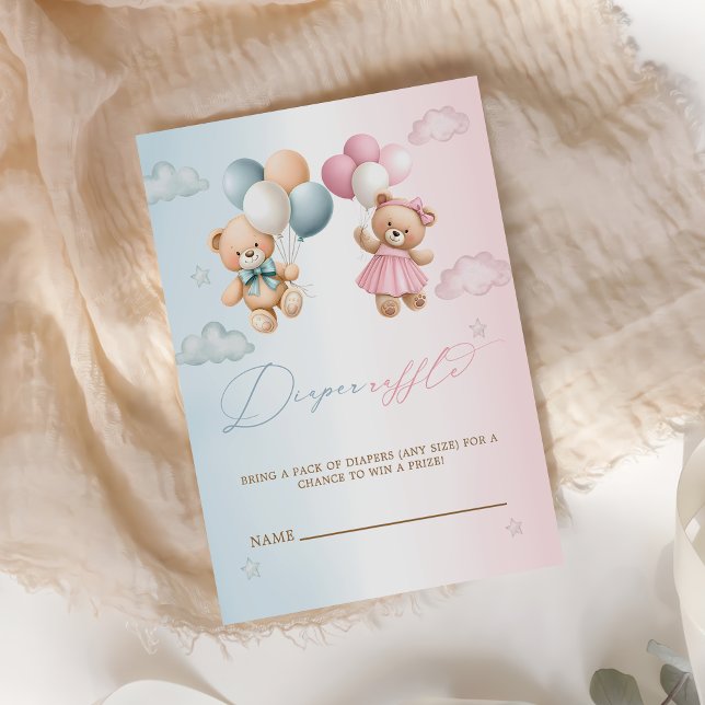 Teddy-Bär Geschlecht-Reveal-Windeln-Raffle Begleitkarte (Von Creator hochgeladen)