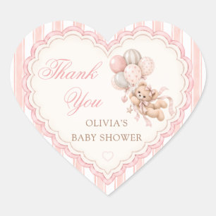 Teddy-Bär-Geschlecht Rosa Babyparty Herz-Aufkleber