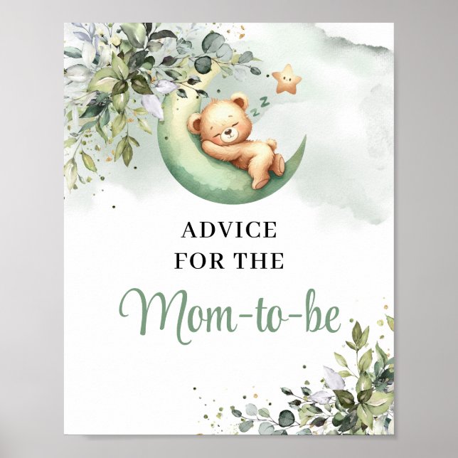 Teddy Bär Greenery Gold Advice for the Mom to be Poster (Vorne)