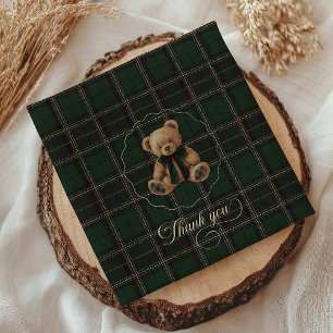 Teddy Bär Grün Tartan Baby Shower Serviette