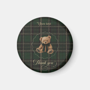 Teddy Bär Grün Tartan  Magnet