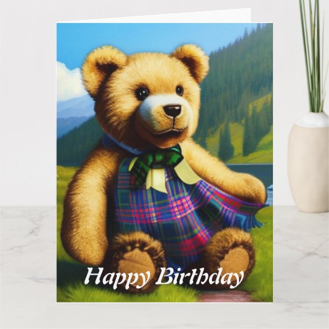 Teddy Bar Happy Birthday Card Karte (Vorderseite)