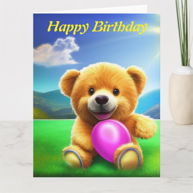Teddy Bar Happy Birthday Card Karte (Vorderseite)