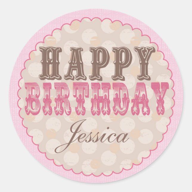 Teddy Bar Happy Birthday Sticker - Pink (Vorderseite)