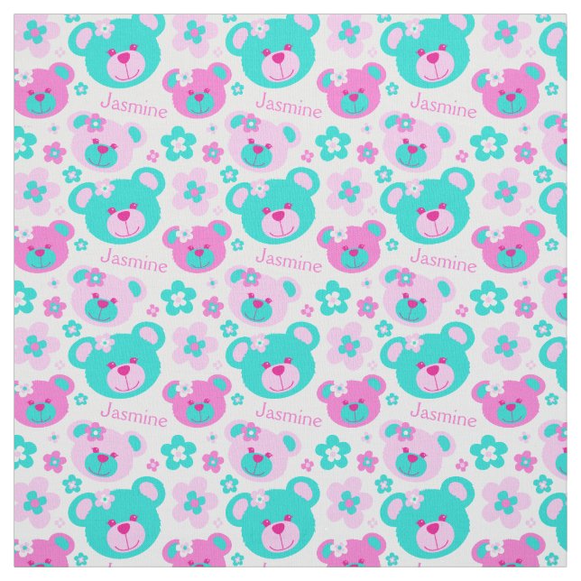 Teddy Bär hat ein rosa Aquarellmuster Stoff (Muster)