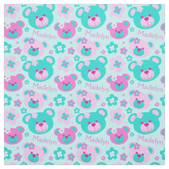 Teddy Bär hat ein rosa Aquarellmuster Stoff (Muster)