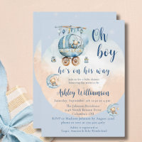 Teddy Bär Himmlische Oh-Junge-Baby-Party-Einladung