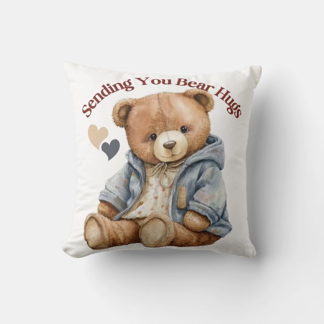 Teddy Bar Hug Throw Kissen (Vorderseite)